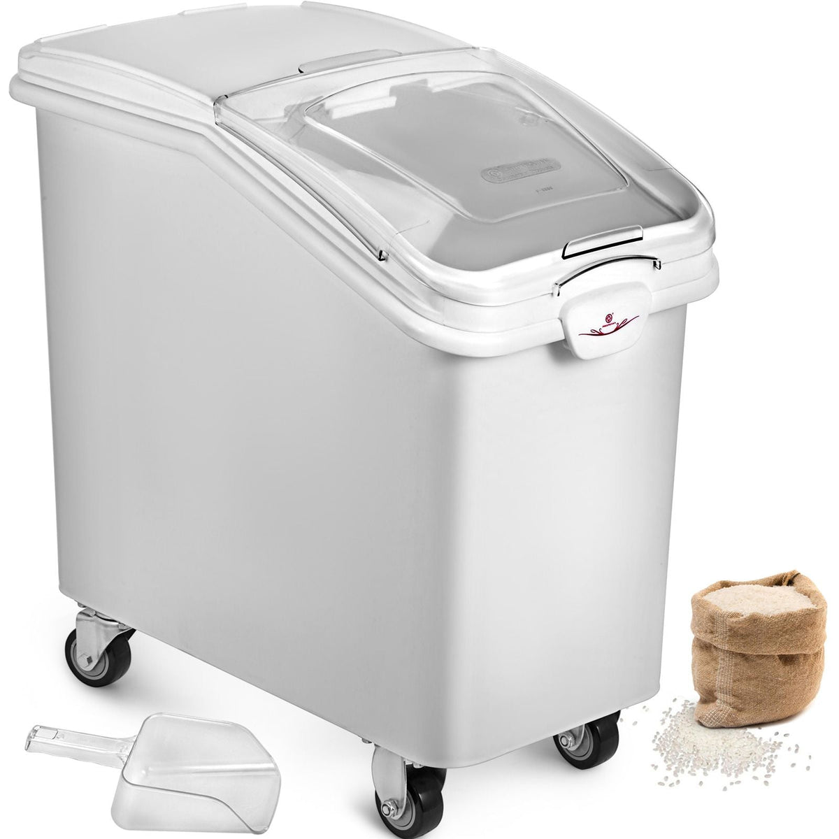 Rice Storage Container, 27Gallon/100L Capacity Large Dog Food Dispenser Bin, Kitchen Ingredient Grain Cereal Flour Bin, Pet food Containers with Wheels, Scoop, and Airtight Lid, 1 Pack