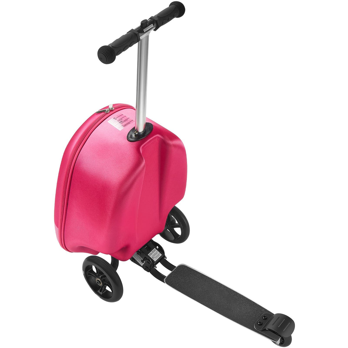 Ride-on Luggage, 20 L Capacity, 20 Inches Kids Scooter Suitcase with Flash PU Wheels, Adjustable Handle & TPR Non-Slip Grip, Foldable & Lightweight Scooter Luggage for Kids Aged 5+, Pink