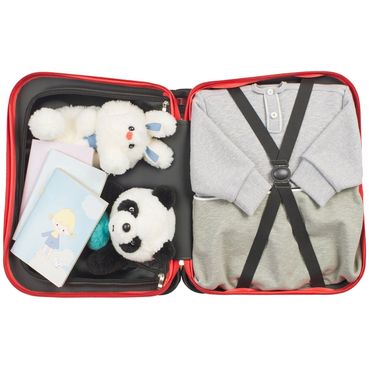 Ride-on Luggage, 26 L Capacity, 18 Inches Tow Along Toddler Carry on Luggage with Wheels, Adjustable Shoulder Strap, Lightweight Kids Riding Suitcase for Boys & Girls Aged 3+, Blue & White