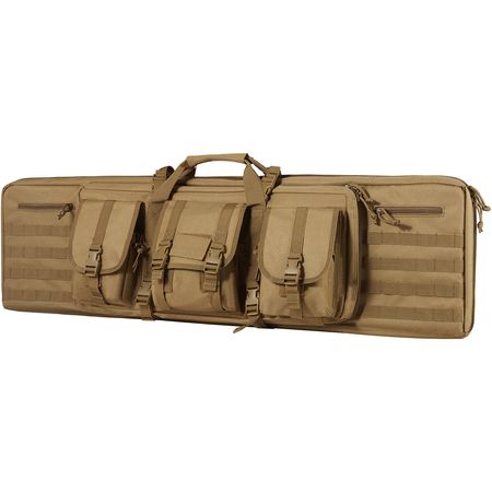 Rifle Bag, 36 inch Tactical Double Long Gun Bag, Soft Rifle Case with Lockable Zipper, Portable Handle & Shoulder Strap, 3 Large Storage Pockets Rifle Case for Two 34" Rifles & 2 Pistols, Brown