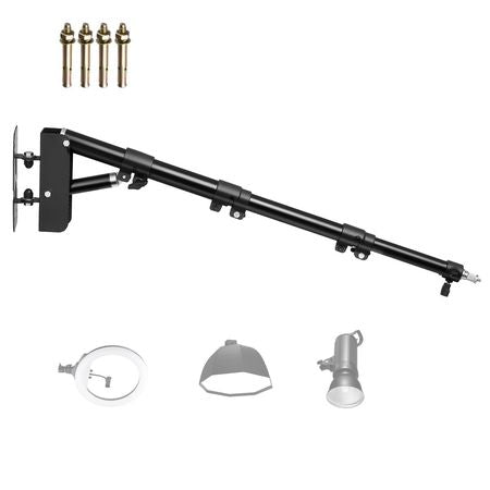 Ring Light Wall Mount Boom Arm, 39.37 in/100 cm, Triangle Boom Arm Support 180° Rotation, Heavy Duty Wall Stand Tirpod Support, for Studio Video Light, Monolight, Photography, Softbox, Reflector
