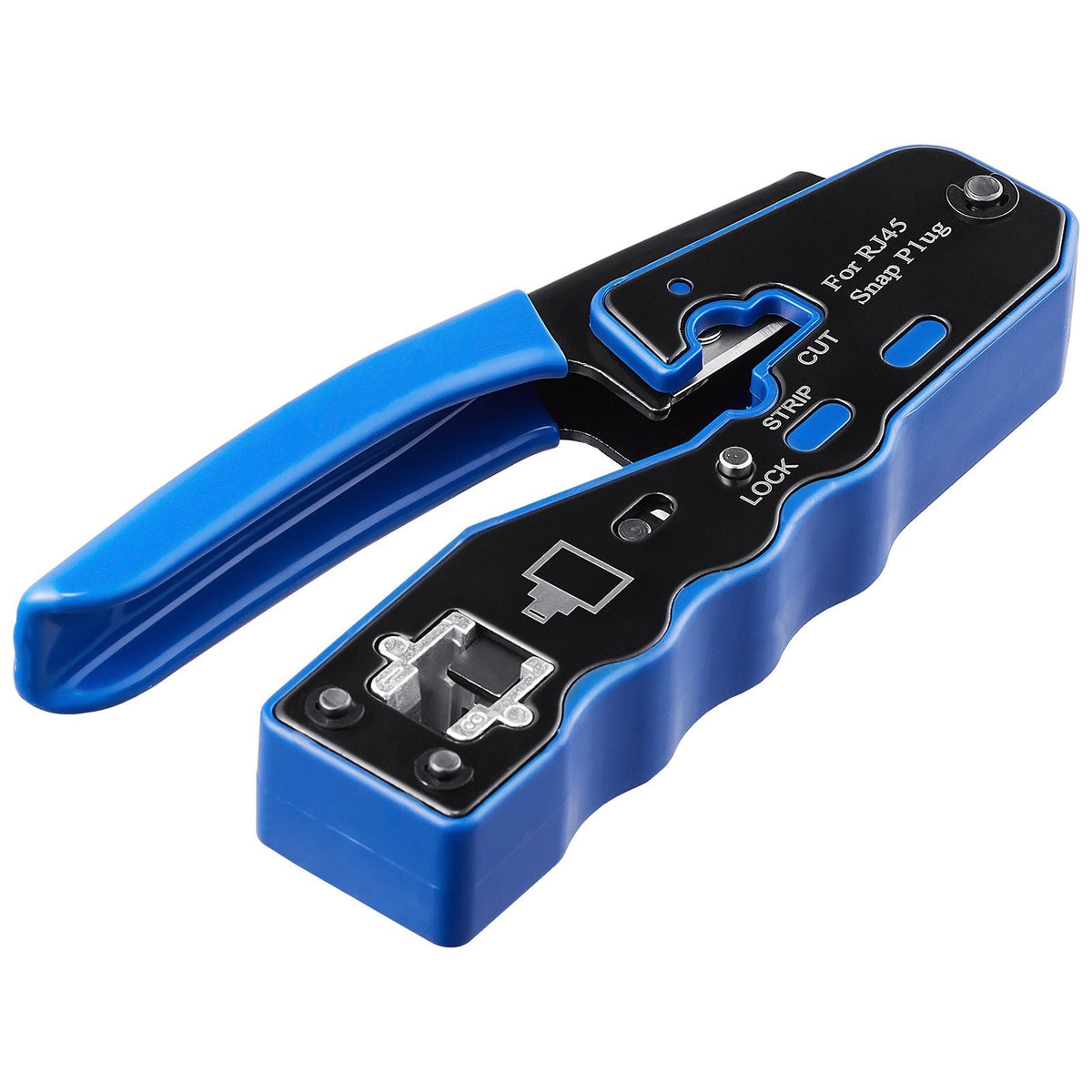 RJ45 Crimp Tool Kit, Cat5e/Cat6/Cat6a Pass Through Ethernet Crimper for 8P8C Modular Plugs with 20pcs Connectors and 20pcs Covers, Wire Stripper and Network Tester