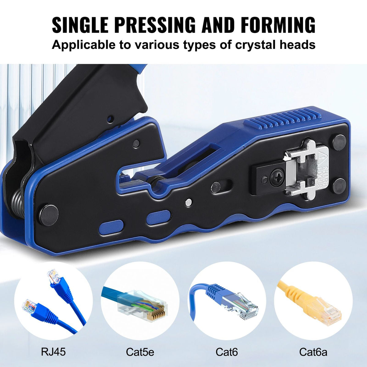 RJ45 Crimp Tool Kit, Cat5e/Cat6/Cat6a Pass Through Ethernet Crimper for 8P8C Modular Plugs with 20pcs Connectors and 20pcs Covers, Wire Stripper and Network Tester