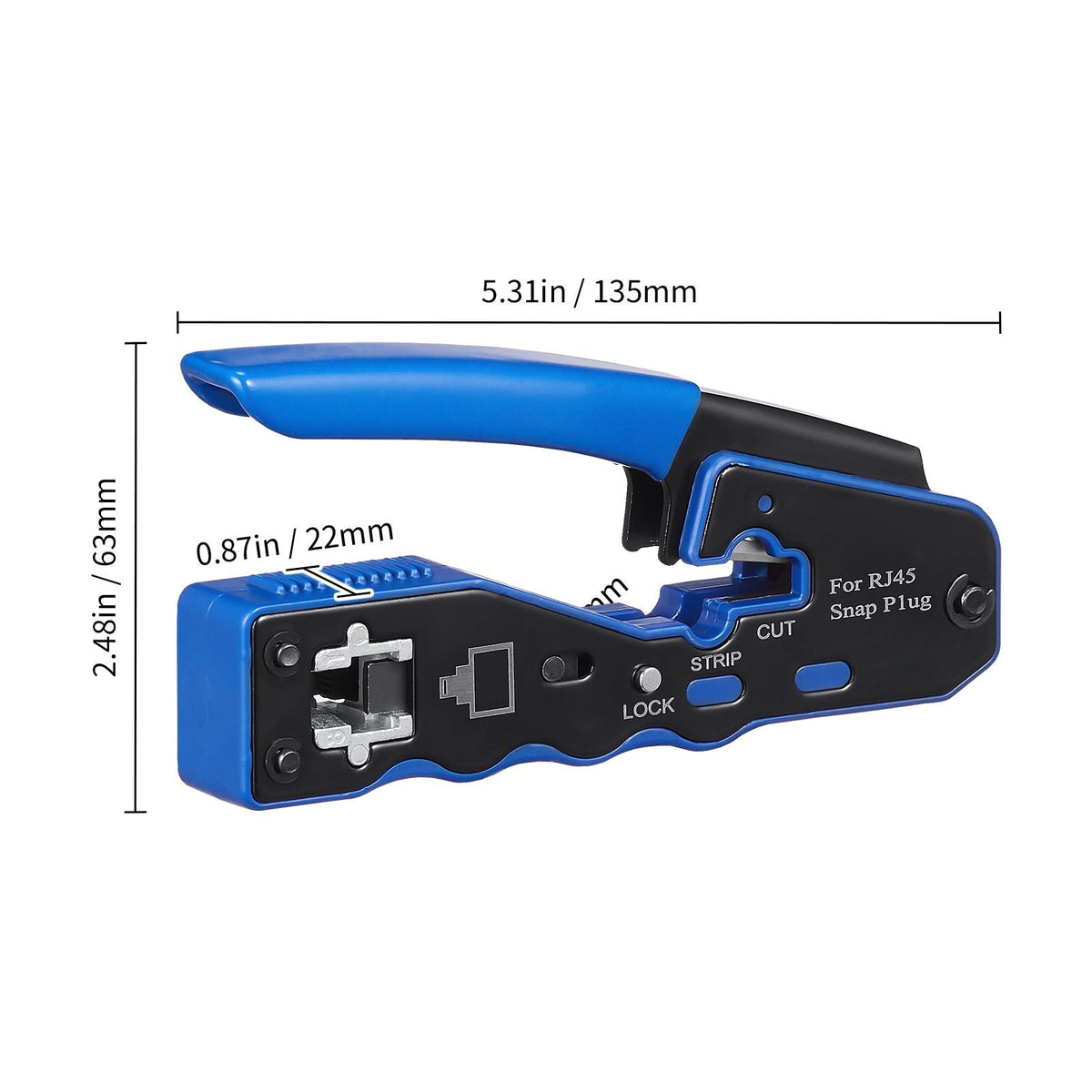 RJ45 Crimp Tool Kit, Cat5e/Cat6/Cat6a Pass Through Ethernet Crimper for 8P8C Modular Plugs with 20pcs Connectors and 20pcs Covers, Wire Stripper and Network Tester