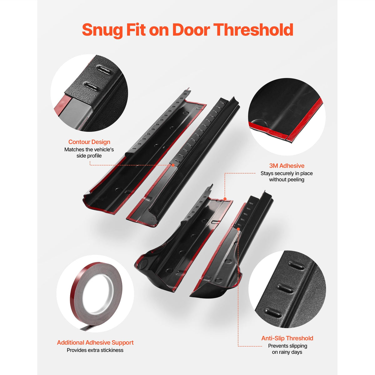 Rocker Panel Guard, 4-Piece Set Compatible with 2014-2018 Chevrolet Silverado 1500 Extended Cab, Replacement for 14068 Trail Armor Side Skirts Extension Body Kit, Driver Side, 3M Adhesive, Black