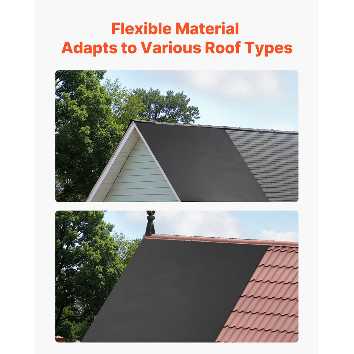 Roll Roofing, 20 x 25 ft, 45 mil EPDM Rubber Roofing, Long Lifespan & Weather-resistant, Withstands Harsh Temperatures, Flexible & Easy Installation, Roof Underlayment for RVs, Roofs, Ponds