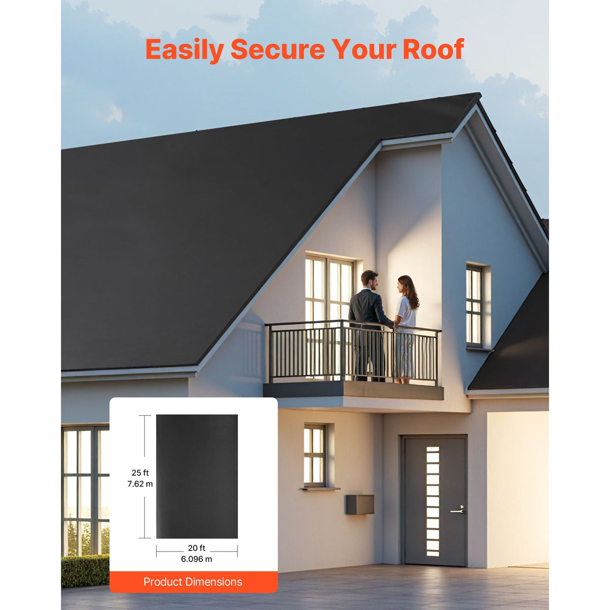 Roll Roofing, 20 x 25 ft, 45 mil EPDM Rubber Roofing, Long Lifespan & Weather-resistant, Withstands Harsh Temperatures, Flexible & Easy Installation, Roof Underlayment for RVs, Roofs, Ponds