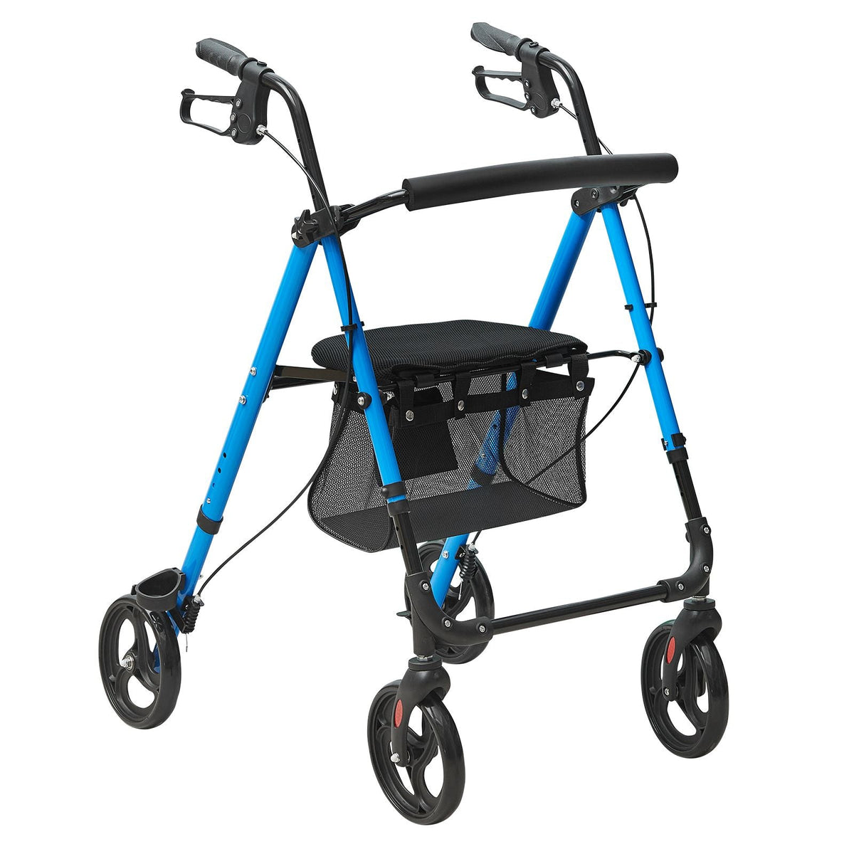 Rollator Walker for Seniors and Adult, Lightweight Aluminum Foldable Rolling Walker with Adjustable Seat and Handle, Outdoor Mobility Rollator Walker with 8" All Terrain Wheels, 300LBS Capacity