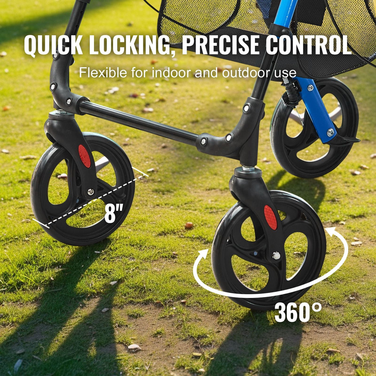 Rollator Walker for Seniors and Adult, Lightweight Aluminum Foldable Rolling Walker with Adjustable Seat and Handle, Outdoor Mobility Rollator Walker with 8" All Terrain Wheels, 300LBS Capacity