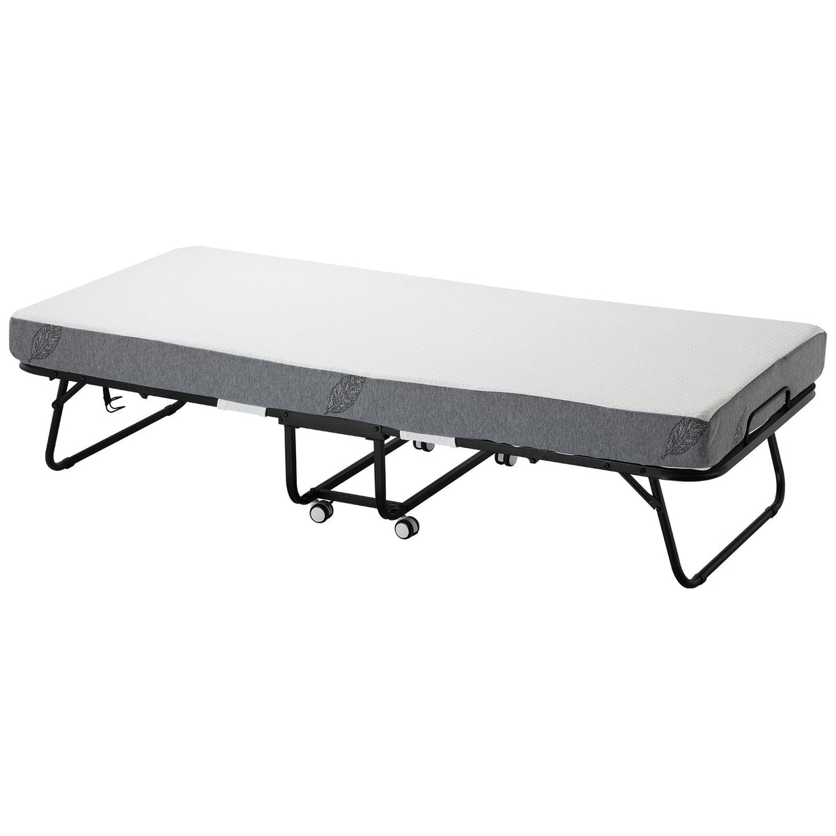 Rollaway Bed, 31 in x 75 in Folding Bed with 5 in Mattress, Twin Size Foldable Bed with Sturdy Metal Frame & Memory Foam Mattress, Portable Twin Roll Away Bed with Mattress, for Adults, Guest