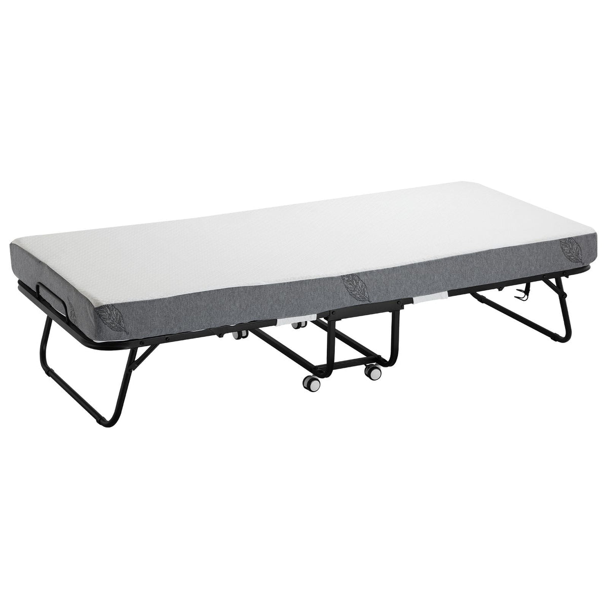 Rollaway Bed, 31 in x 75 in Folding Bed with 5 in Mattress, Twin Size Foldable Bed with Sturdy Metal Frame & Memory Foam Mattress, Portable Twin Roll Away Bed with Mattress, for Adults, Guest