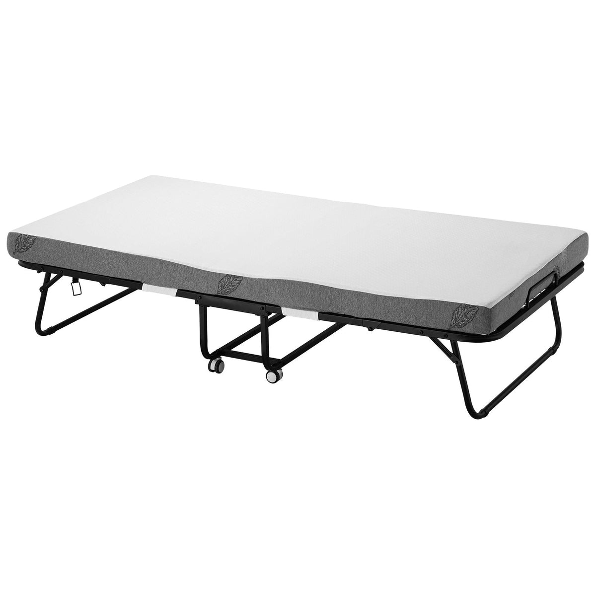 Rollaway Bed, 38 in x 75 in Folding Bed with 4 in Mattress, Twin Size Foldable Bed with Sturdy Metal Frame & Memory Foam Mattress, Portable Twin Roll Away Bed with Mattress, for Adults, Guest