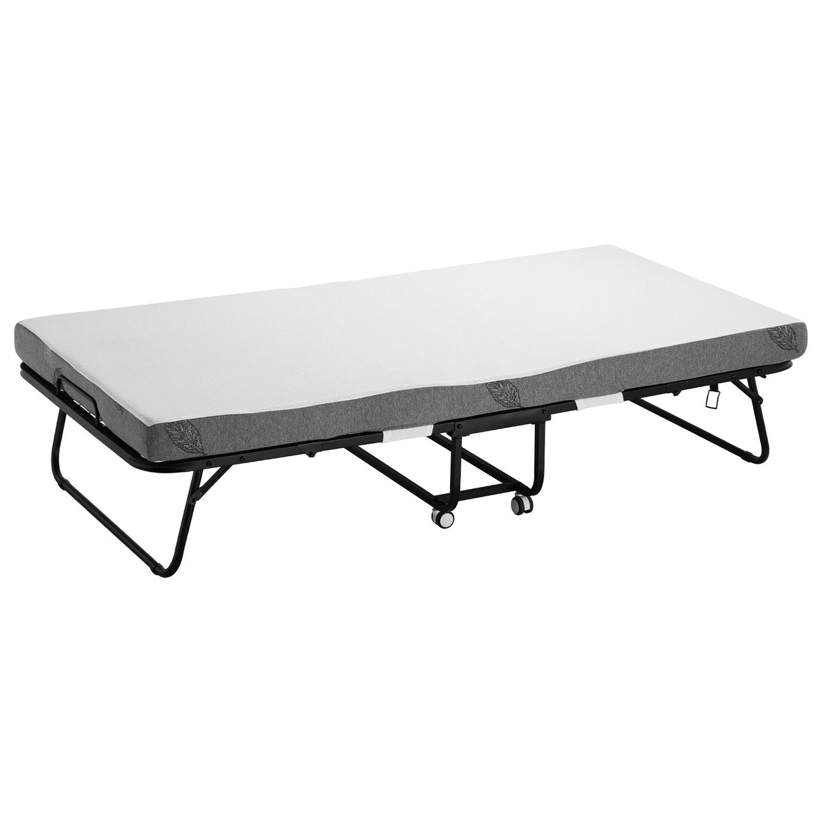 Rollaway Bed, 38 in x 75 in Folding Bed with 4 in Mattress, Twin Size Foldable Bed with Sturdy Metal Frame & Memory Foam Mattress, Portable Twin Roll Away Bed with Mattress, for Adults, Guest