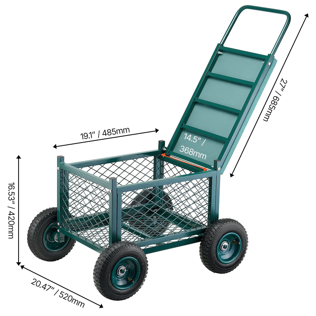 Rolling Garden Cart with Seat, Metal Rolling Garden Work Seat with Wheels, Supports up to 400 LBS, Heavy Duty Gardening Cart Scooter, Outdoor Wagon & Stool on Wheels for Lawn, Patio, Backyard