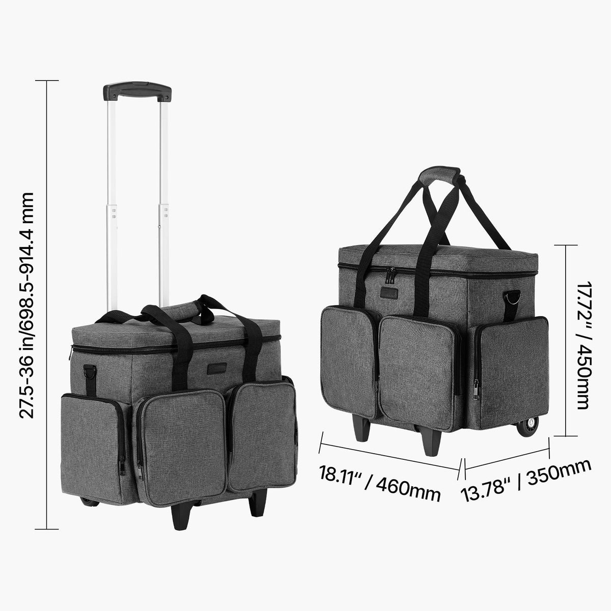 Rolling Laptop Bag, Fits Up to 15.6 Inch Laptop, Wheeled Briefcase, Teacher Roller Computer Tote Bag with Detachable Trolley & Telescopic Handle, Laptop Case for Work Travel, Women & Men (Gray)