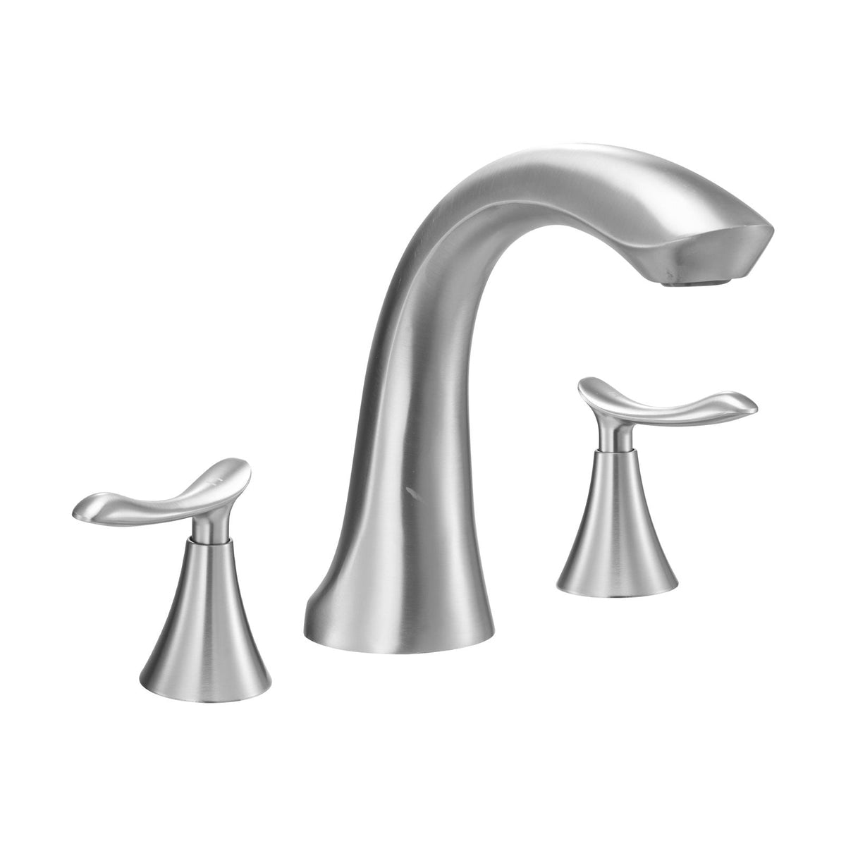 Roman Tub Faucet, 3 Hole Waterfall Bathtub Faucet, Gooseneck Bath Tubs Faucets Set with 2 Handles, Deck Mount Bath Tub Faucets Set for Pet Washing, Adult Bathing, Brushed Stainless Steel
