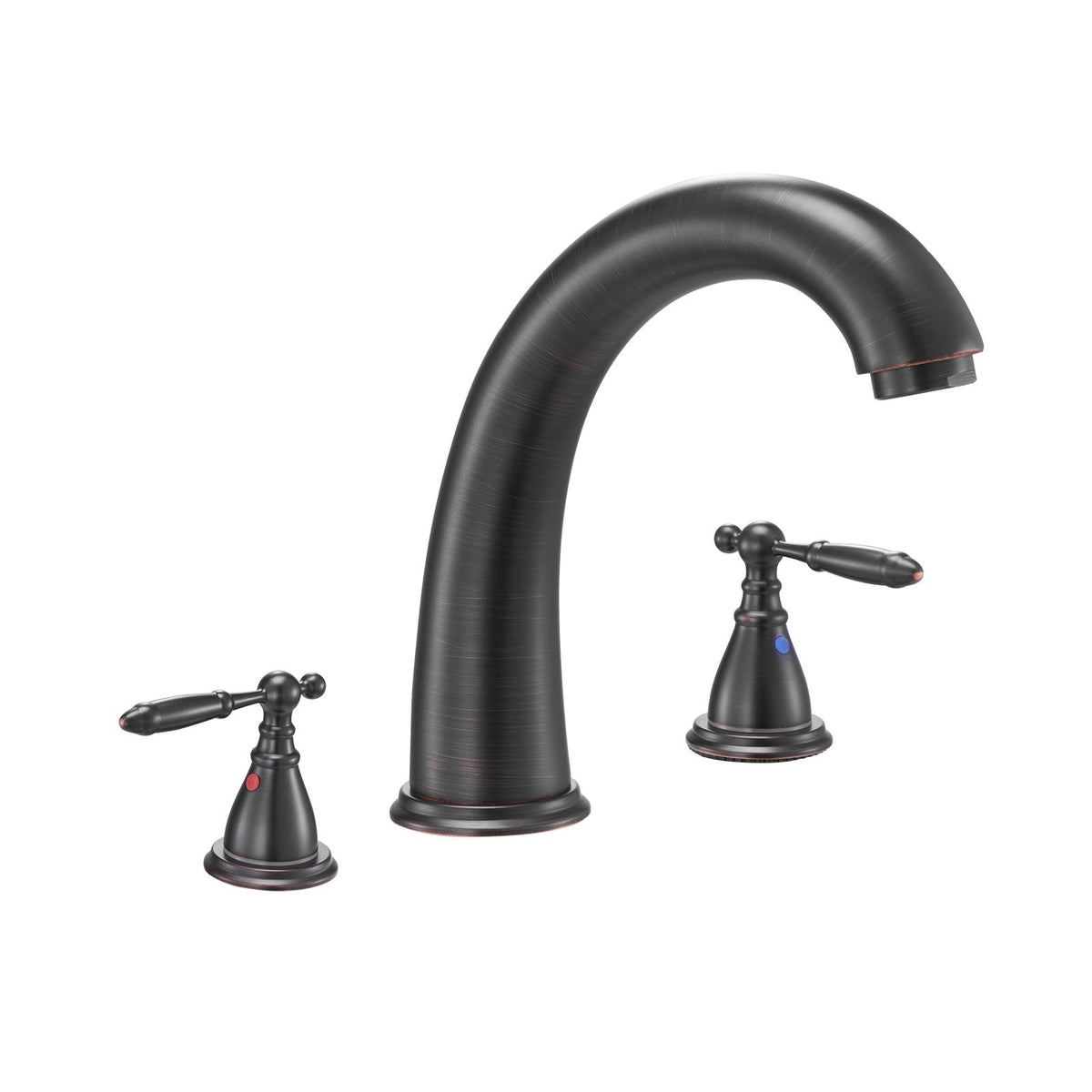Roman Tub Faucet, 3 Hole Waterfall Bathtub Faucet, Gooseneck Bath Tubs Faucets Set with 2 Handles, Roman Tub Faucets Deck Mount for Pet Washing, Adult Bathing, Bronze, Temperature Control
