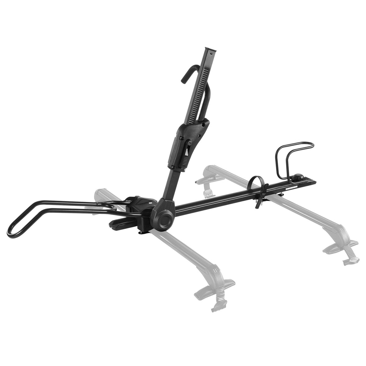 Roof Bike Rack, 33 lbs Capacity, Foldable Upright Roof Mount Bicycle Rack with Locking Systems & Adjustable Arm for T-Slot Crossbars, Upright Rooftop Bike Rack 1 Bike Carrier for Car SUV, Black