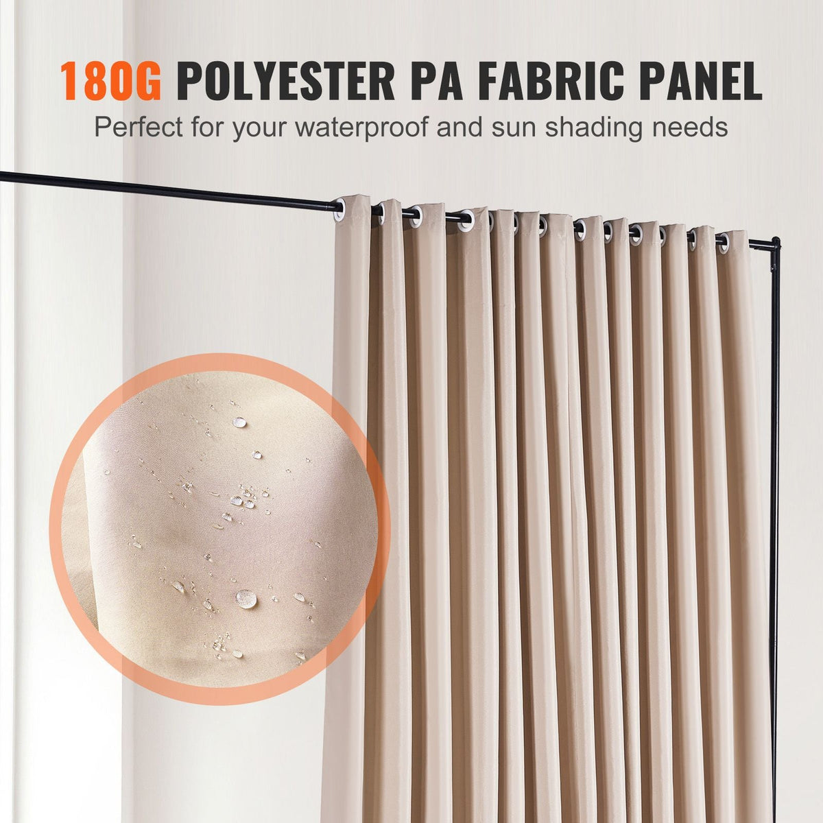 Room Divider, 8 ft x 10 ft Portable Panel Room Divider with Wheels Curtain Divider Stand, Room Divider Privacy Screen for Office, Bedroom, Dining Room, Study, Khaki