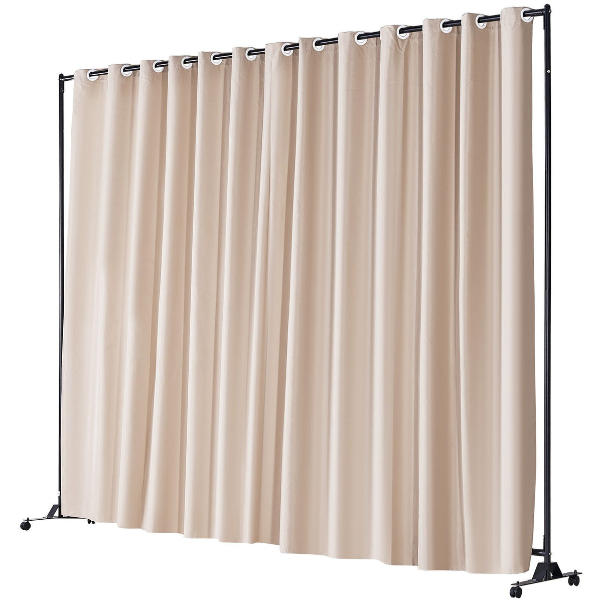 Room Divider, 8 ft x 10 ft Portable Panel Room Divider with Wheels Curtain Divider Stand, Room Divider Privacy Screen for Office, Bedroom, Dining Room, Study, Khaki