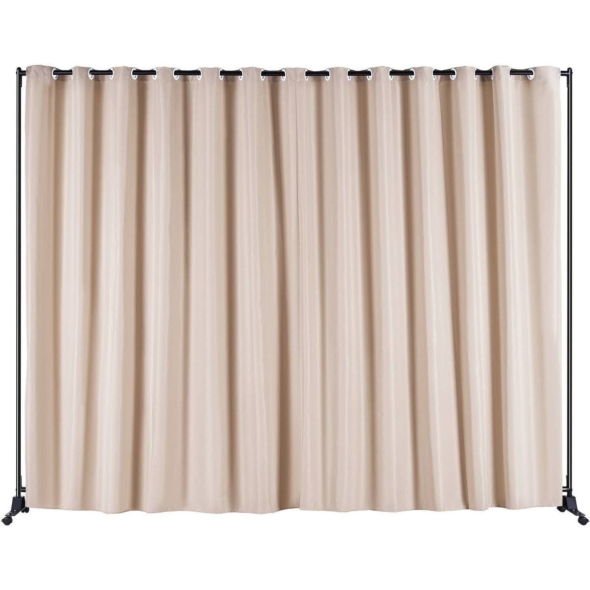 Room Divider, 8 ft x 10 ft Portable Panel Room Divider with Wheels Curtain Divider Stand, Room Divider Privacy Screen for Office, Bedroom, Dining Room, Study, Khaki