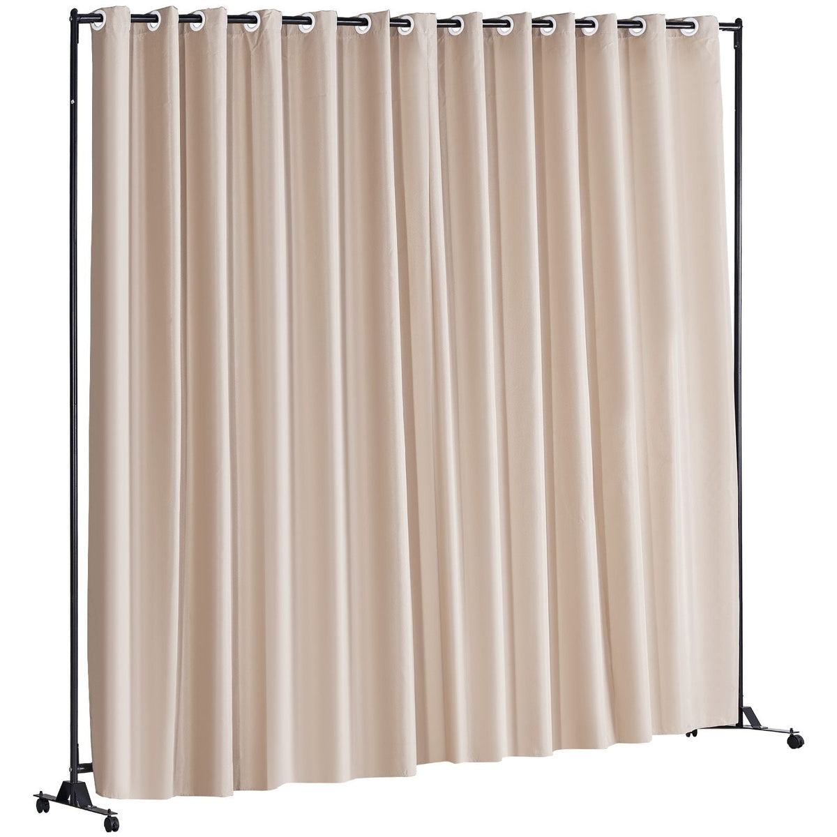 Room Divider, 8 ft x 10 ft Portable Panel Room Divider with Wheels Curtain Divider Stand, Room Divider Privacy Screen for Office, Bedroom, Dining Room, Study, Khaki