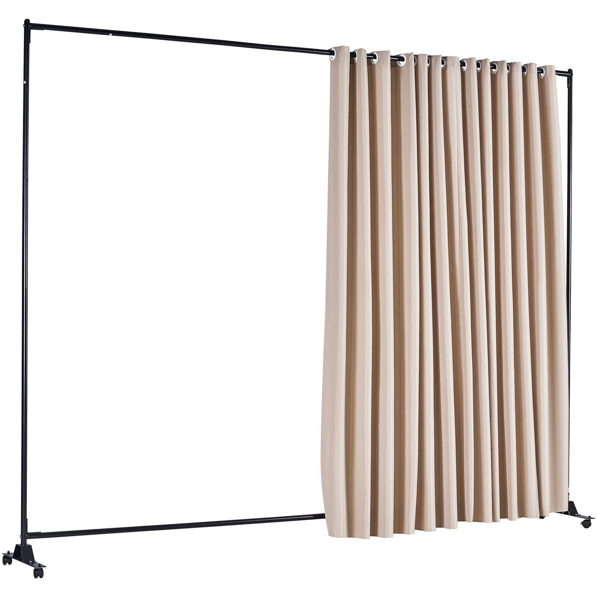 Room Divider, 8 ft x 10 ft Portable Panel Room Divider with Wheels Curtain Divider Stand, Room Divider Privacy Screen for Office, Bedroom, Dining Room, Study, Khaki