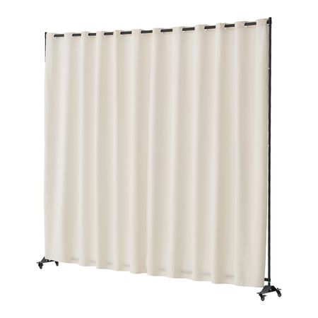 Room Divider, Portable Panel Room Divider with Wheels Curtain Divider Stand, Freestanding Room Divider Privacy Screen for Office, Bedroom, Dining Room, Study, Beige