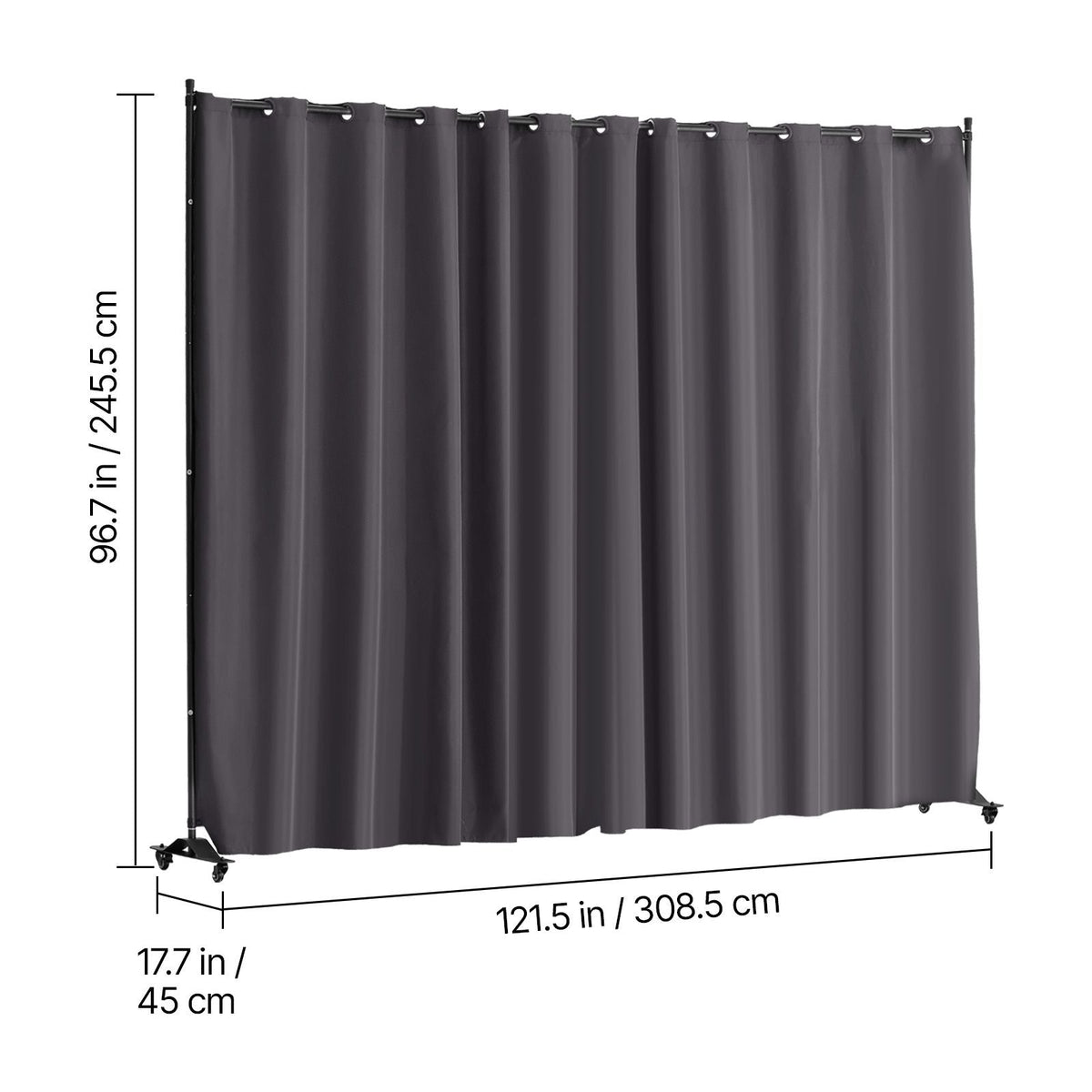 Room Divider, Portable Panel Room Divider with Wheels Curtain Divider Stand, Freestanding Room Divider Privacy Screen for Office, Bedroom, Dining Room, Study, Gray
