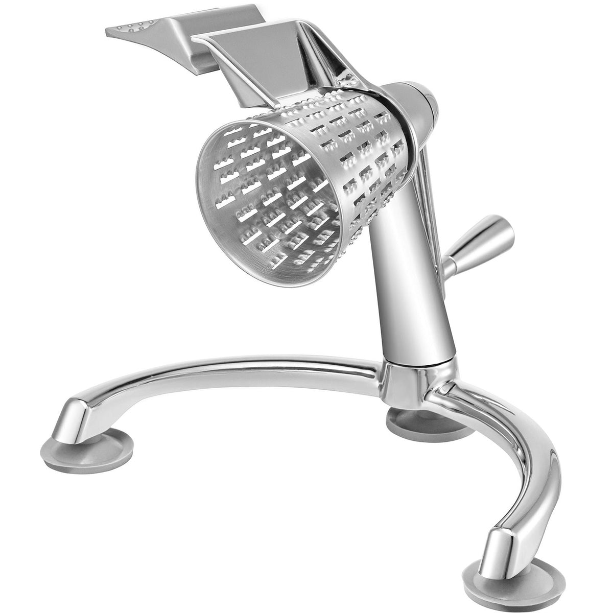 Rotary Cheese Grater, Zinc Alloy Rotary Vegetable Mandoline, Manual Cheese Mandoline with 5 Stainless Steel Cutting Cones, Manual Vegetable Grater with 2.5L Bowl, Rotary Shredder with Suction Ba