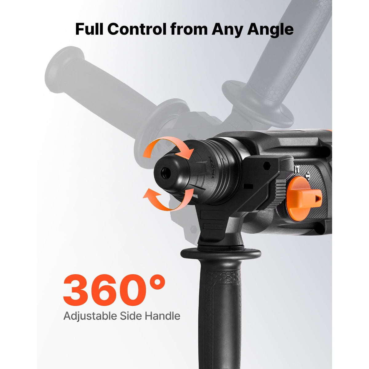 Rotary Hammer Drill, 1-1/8 in SDS-Plus Electric Corded Heavy Duty Rotary Hammer, 4 Functions, Including 3 Drill Bits, Flat Chisel, Pointed Chisel, and Carrying Case, for Concrete and Masonry