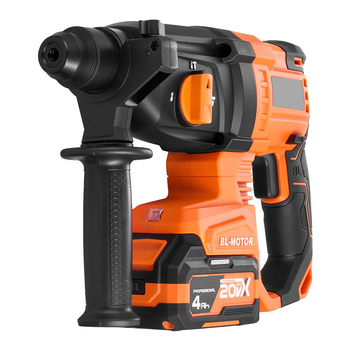 Rotary Hammer Drill, 7/8 in SDS-Plus Cordless, 20V Battery Powered Rotary Hammer, Brushless, Including Battery, Charger, 3 Drill Bits, Flat Chisel, Pointed Chisel, Carrying Case, for Concrete