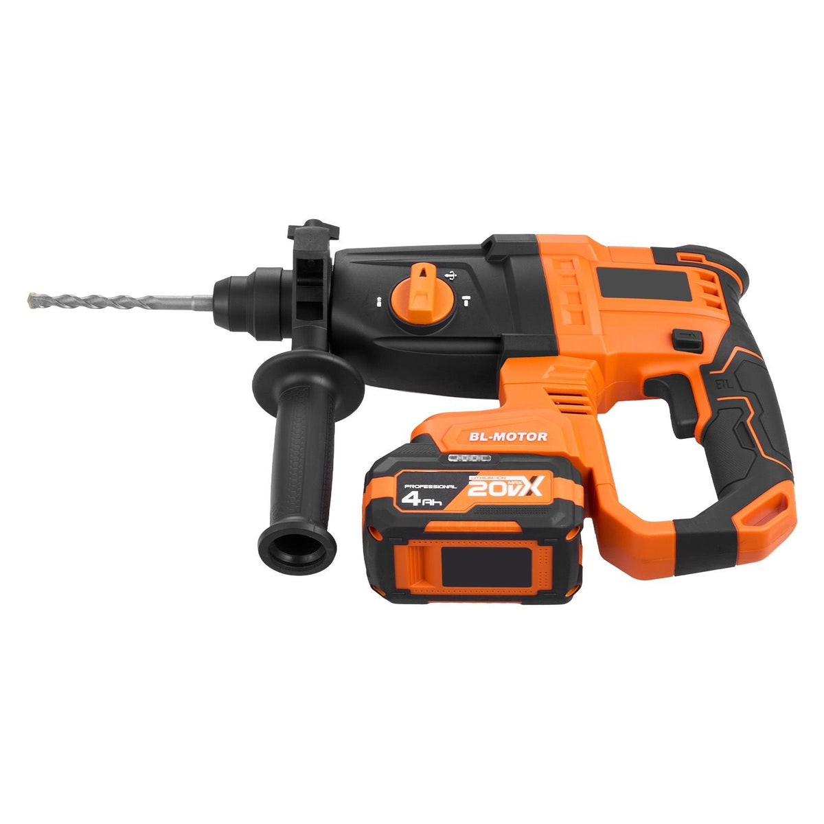 Rotary Hammer Drill, 7/8 in SDS-Plus Cordless, 20V Battery Powered Rotary Hammer, Brushless, Including Battery, Charger, 3 Drill Bits, Flat Chisel, Pointed Chisel, Carrying Case, for Concrete