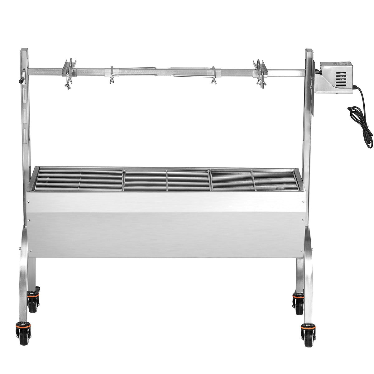 Rotisserie Grill, BBQ Whole Pig Lamb Goat Charcoal Spit Grill, 46 Inch 132 Lbs Capacity, Electric 52W Motor Stainless Steel Rotisserie Roaster with Lockable Wheels, for Camping Outdoor