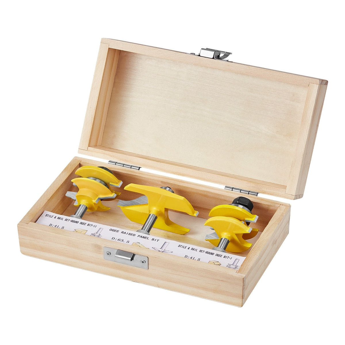 Router Bits Set, 3 Pieces, Carbide Router Bit Kit with 1/4 Inch Shank, Wood Carrying Case, Woodworking Tools for Professional and Beginners Carpenter, for Wood MDF Particle Board Plywood