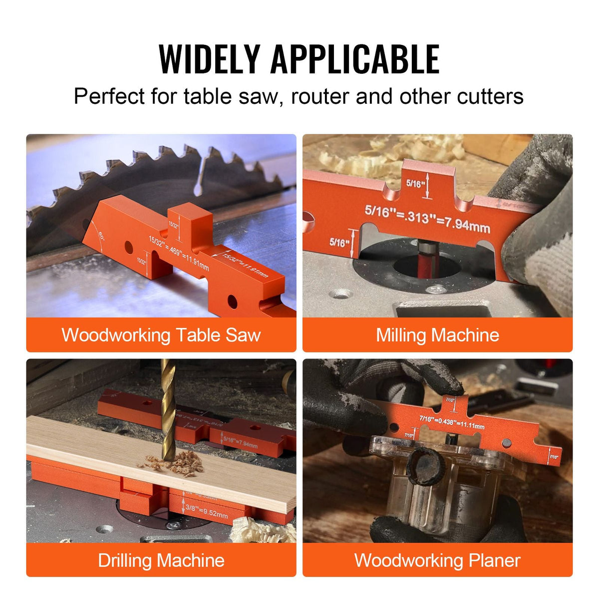 Router Table Adjustment Bars, 14-piece Set, Durable Aluminum Construction Blocks for Measuring Depths, Heights, and Angles, Includes Engraved Measurements and Carrying Case, Ideal for Router