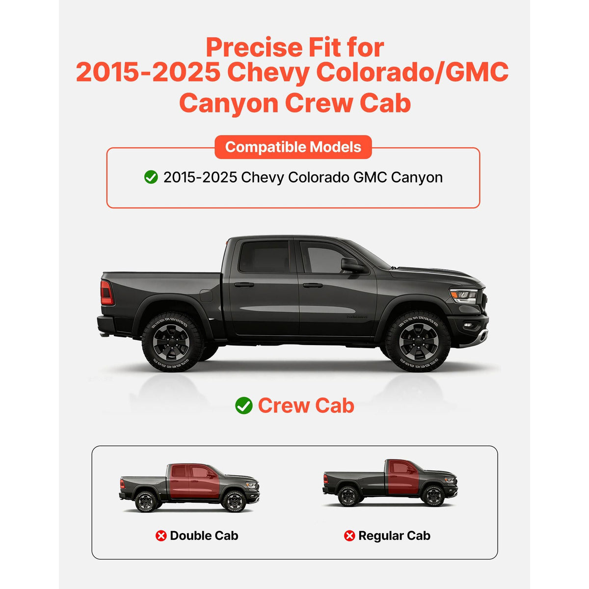 Running Boards, 3 Inches Side Steps Compatible with 2015-2025 Chevy Colorado/GMC Canyon Crew Cab, Black Carbon Steel Nerf Bars, 550 lbs Load Capacity, Non-Slip Surface with Rustproof Coating