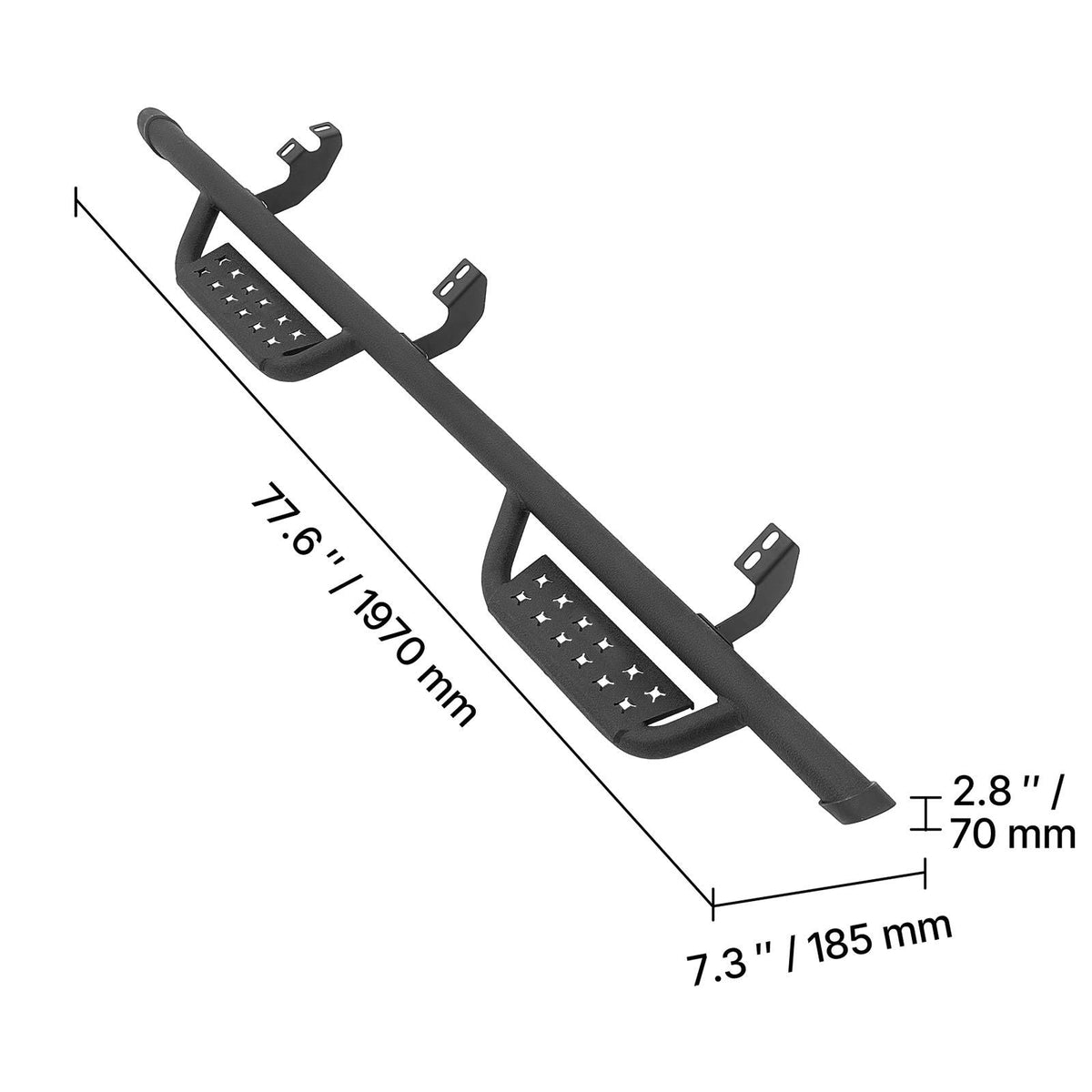 Running Boards, 4 Inches Side Steps Compatible with 2024-2025 Toyota Tacoma Double Cab, Black Carbon Steel Nerf Bars, 550 lbs Load Capacity, Wide Non-Slip Hollow Surface with Rustproof Coating