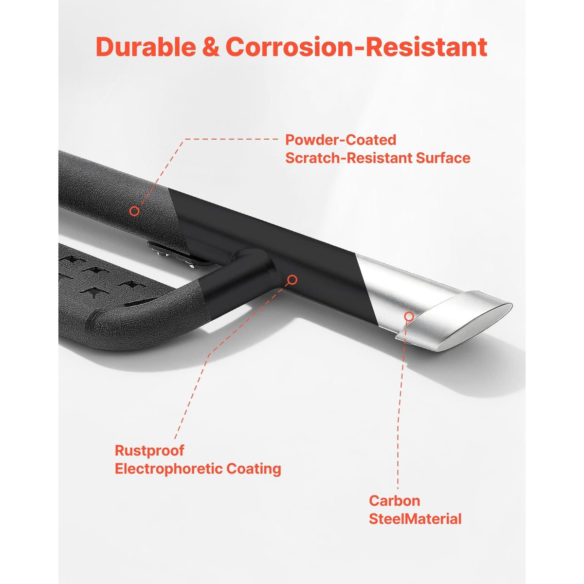 Running Boards, 4 Inches Side Steps Compatible with 2024-2025 Toyota Tacoma Double Cab, Black Carbon Steel Nerf Bars, 550 lbs Load Capacity, Wide Non-Slip Hollow Surface with Rustproof Coating