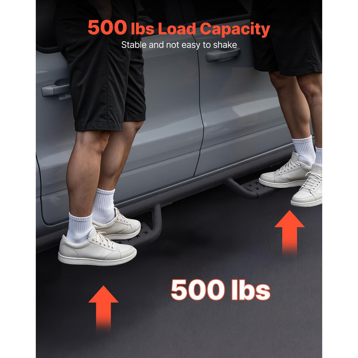 Running Boards, 4 Inches Side Steps Compatible with 2024-2025 Toyota Tacoma Double Cab, Black Carbon Steel Nerf Bars, 550 lbs Load Capacity, Wide Non-Slip Hollow Surface with Rustproof Coating