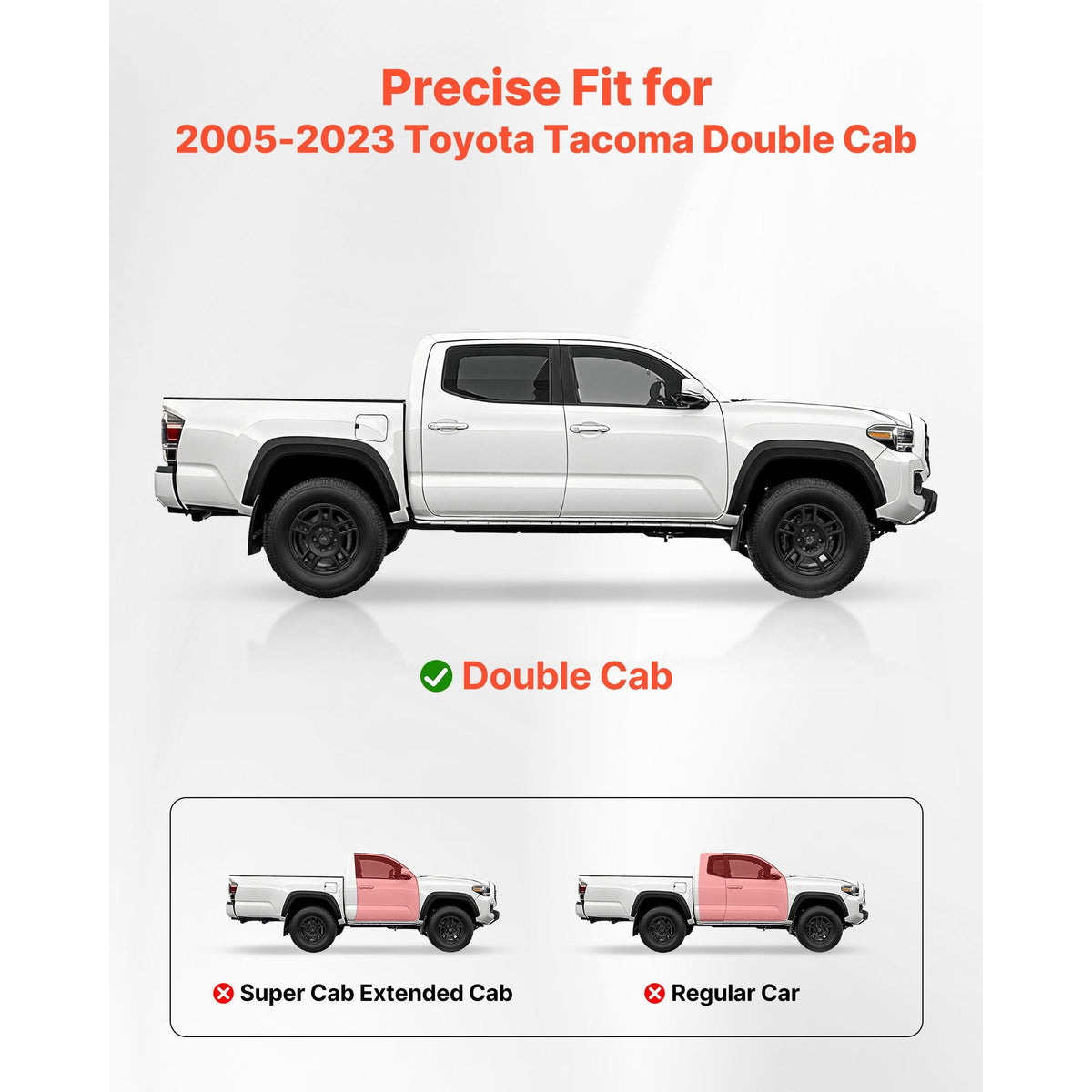 Running Boards, 6 Inches Side Steps Compatible with 2005-2023 Toyota Tacoma Double Cab, Black Carbon Steel Nerf Bars, 550 lbs Load Capacity, Wide Non-Slip Hollow Surface with Rustproof Coating
