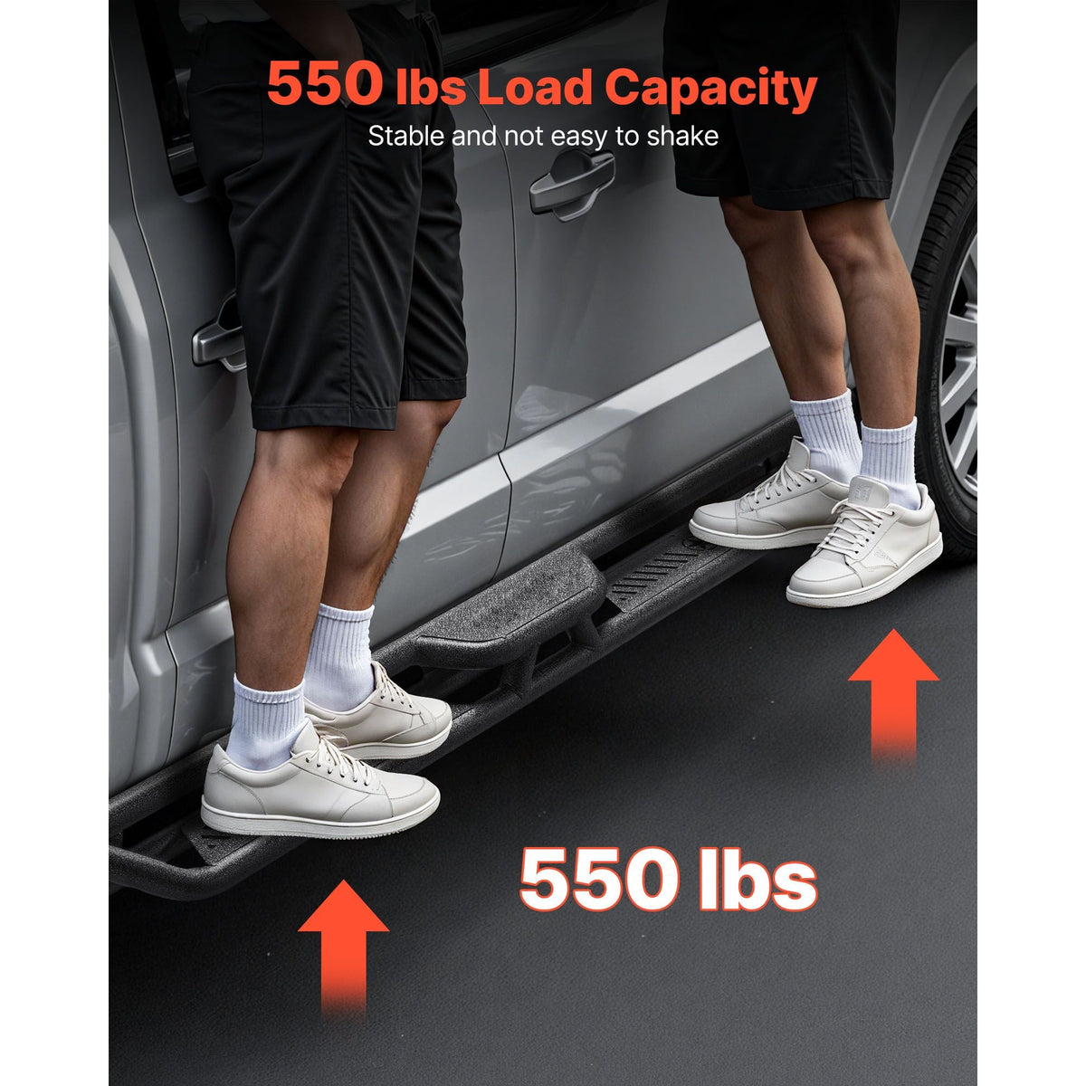 Running Boards, 6 Inches Side Steps Compatible with 2005-2023 Toyota Tacoma Double Cab, Black Carbon Steel Nerf Bars, 550 lbs Load Capacity, Wide Non-Slip Hollow Surface with Rustproof Coating