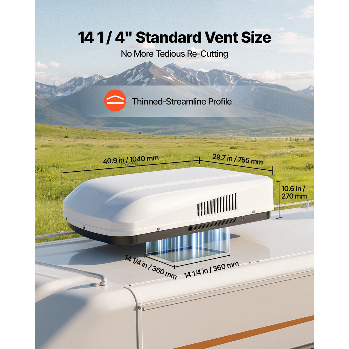 RV Air Conditioner, 13500 BTU RV AC Unit, 120V Ducted Rooftop Air Conditioner with Variable Speed Compressor, Easy Install Quiet Cooling AC Unit with ADB Button Control and Remote Control, White