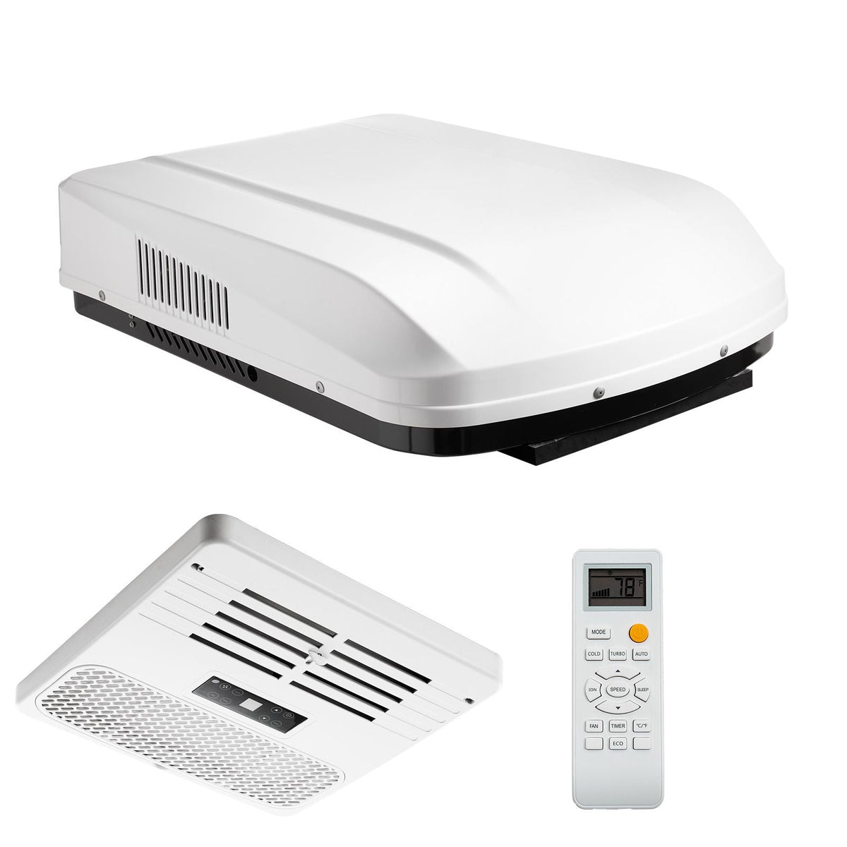 RV Air Conditioner, 13500 BTU RV AC Unit, 120V Ducted Rooftop Air Conditioner with Variable Speed Compressor, Easy Install Quiet Cooling AC Unit with ADB Button Control and Remote Control, White