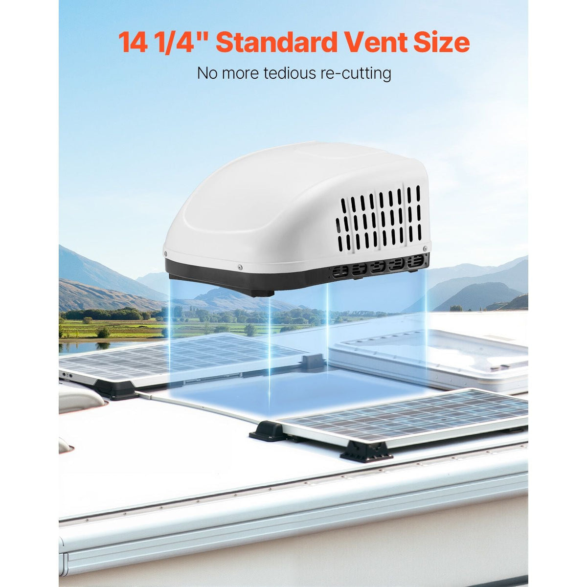 RV Air Conditioner, 15000 BTU Non-Ducted Rooftop RV AC, 65 dB Quiet Design, Highly Compatible with Air-conditioning Unit for Replacing Old Damaged Units, for Campers, Vans, Trailers, White