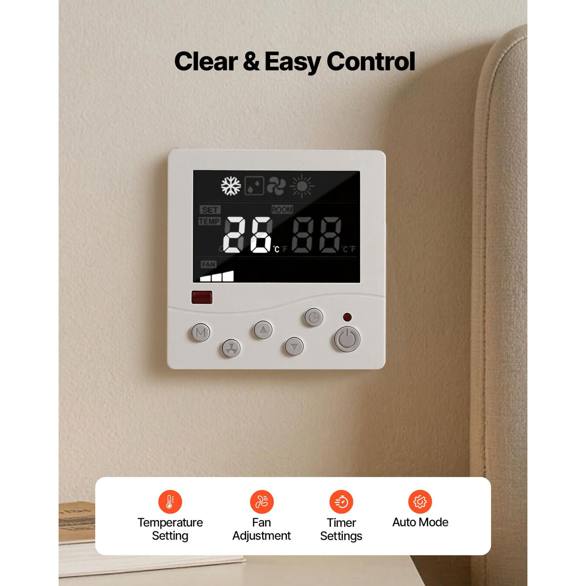 RV Air Conditioner, 15000 BTU RV AC Unit, 120V Non-Ducted Rooftop Air Conditioner with Cooling and Heating, Four-Way Airflow, PTC Heating Module, Easy Install Quiet AC with Control Panel, White