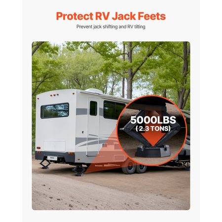 RV Leveling Pads, 4-Pack Rubber Trailer Jack Pads, Each with 5000 lbs Capacity, Jack Stabilizer Pad with Large Surface Area, Suitable for 5.5" Square Jack Feet, 5th Wheels Class A/C Motorhomes