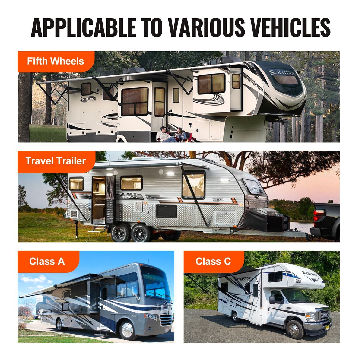 RV Leveling Pads, 9 Inch Round Landing Feet, Permanent Attached Jack Stabilizers, Rubber Jack Pads, 5000 lbs Capacity per RV Jack Pad, 5th Wheels, Travel Trailers, Class A/C Motorhomes (6-Pack)