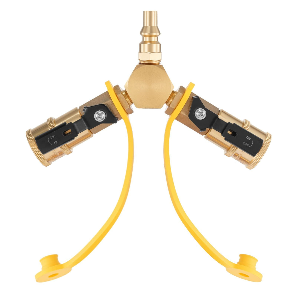 RV Propane Quick Connect Y Splitter Adapter with Shutoff Valve, 2 Way 1/4 inch Quick Disconnect Kit, Fits for RV Trailer, Quick Connect Propane Hose Connect to Motorhome Tabletop Camping Grill