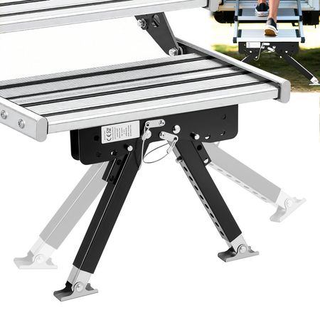 RV Step Stabilizer, Height Adjustable Step Stabilizer Kit, Camper Stair Stabilizers with Powder Coated Steel for 5th Wheels, Travel Trailers and Motorhomes, Adjustable from 3 inch to 15 inch